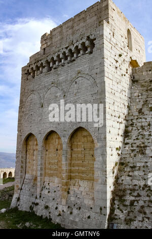 Krak des Chevaliers, Kreuzritterburg in Syrien. Stockfoto