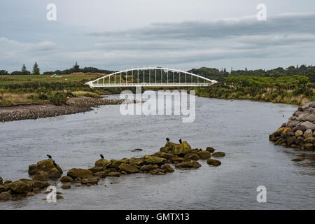 Te Rewa Rewa Brücke über den Waiwhakaiho-Fluss in New Plymouth Taranaki Nordinsel Neuseeland Stockfoto