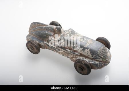Antike cast Resin toy Rennwagen, Weiß Stockfoto