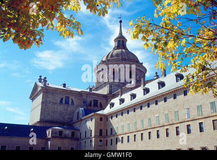 Das königliche Kloster-Basilika. San Lorenzo del Escorial, Madrid-Segovia, Spanien. Stockfoto