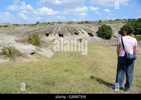 Pre-historische Nekropole Genna Salixi, Villa San Antonio, Oristano Bezirk, Sardinien, Italien, Europa Stockfoto