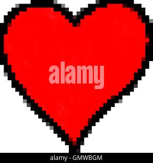 Handgezeichnete roten Herzschild mit schwarzen Linie Kontur isoliert auf weißem Hintergrund. Grafisches Gestaltungselement in Vektor Illustrati speichern Stock Vektor