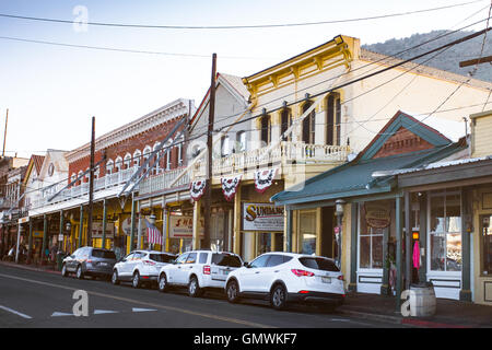 VIRGINIA CITY, NEVADA - 6. August 2016: Ansicht historischen westlichen Bergbaustadt und bemerkenswerte touristische Lage, Virginia City. Stockfoto