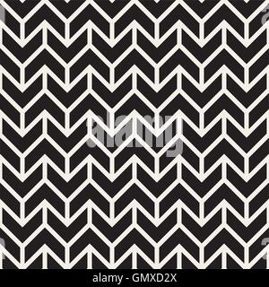 Vektor nahtlose schwarz-weiß geometrische Chevron Linienmuster Tiling Stock Vektor