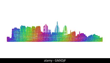 Philadelphia Skyline Silhouette - multicolor Strichzeichnungen Stock Vektor