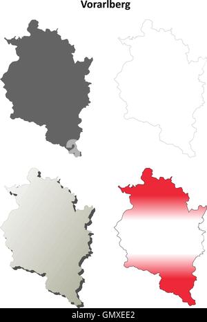 Vorarlberg leer detaillierte Gliederung Karte gesetzt Stock Vektor