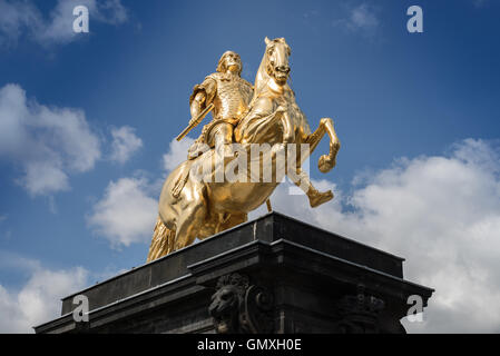 Goldener Reiter Statue, goldene Cavalier (Reiterstandbild), Dresden - Deutschland. Stockfoto