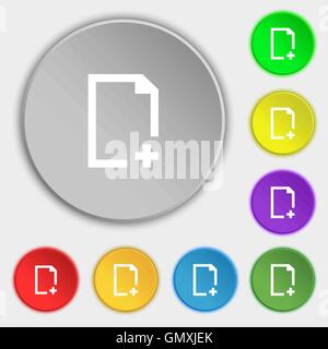 Fügen Sie die Datei Symbol Zeichen. Symbol auf acht flache Schaltflächen. Vektor Stock Vektor