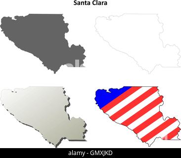 Santa Clara County, Kalifornien Umriss Karte gesetzt Stock Vektor