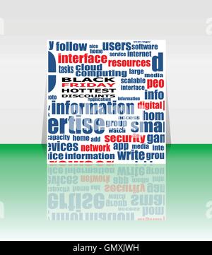 Schwarzer Freitag. Hintergrund mit Sozialnetz Keywords. Vektor-Illustration. Stock Vektor