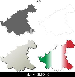 Rieti leer detaillierte Gliederung Karte gesetzt Stock Vektor