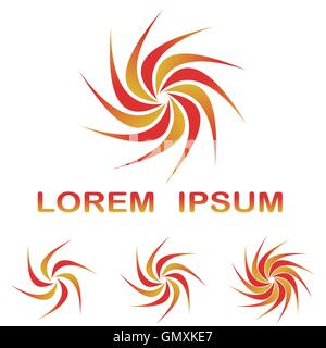 Rot orange abstrakte Technologie Symbolsatz Stock Vektor