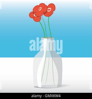 Rote Blumen in vase Stock Vektor