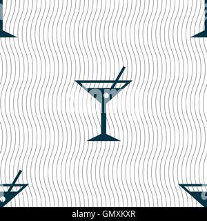 Cocktail Martini Alkohol trinken Symbol Zeichen. Nahtlose Muster mit geometrischen Struktur. Vektor Stock Vektor