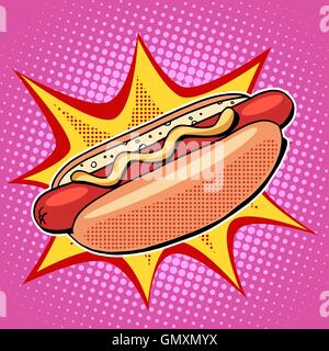 Hot-Dog-Fast-Food-Vektor-Pop-Art-Stil Stock Vektor