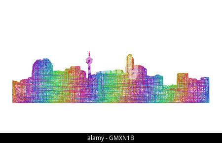 Calgary Skyline Silhouette - multicolor Strichzeichnungen Stock Vektor