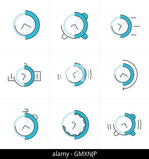 Stempeluhr Icons Set blaue Farbe Stock Vektor