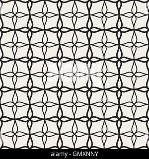Vektor nahtlose schwarz-weiß florale Form Wellenlinien Gitter Gitter Blütenmuster Stock Vektor
