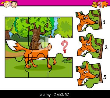 Cartoon Illustration von pädagogischen Puzzle-Spiel für Kinder mit Lustige  wilde Tierfiguren Stock-Vektorgrafik - Alamy