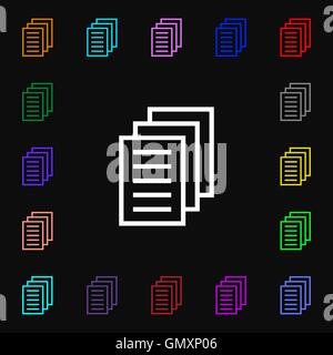 Kopieren Sie Datei, duplizieren Sie Dokument-Symbol Zeichen. Viele bunte Symbole für Ihr Design. Vektor Stock Vektor