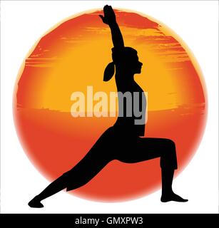 Yoga Krieger Pose Silhouette Stock Vektorgrafik Alamy