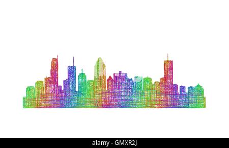 Montreal Skyline Silhouette - multicolor Strichzeichnungen Stock Vektor