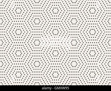 Vector Black And White subtile punktiert Sechseck-gestrichelte Linien-Muster Stock Vektor
