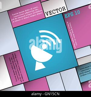 Sat-Antenne Symbol Zeichen. Flache Jugendstil für Ihr Design. Vektor Stock Vektor