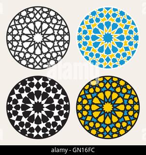 Satz von vier Vektorelemente islamischen Zier Rosette Circle Design Stock Vektor