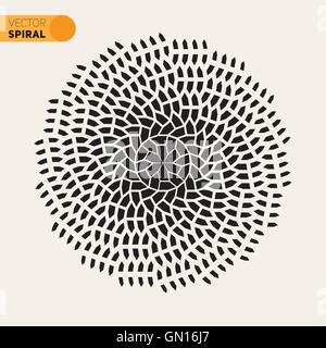 Schwarz-weiß Spirale Tesselation geometrische Fliesen Radialbauweise Vektorelement Stock Vektor