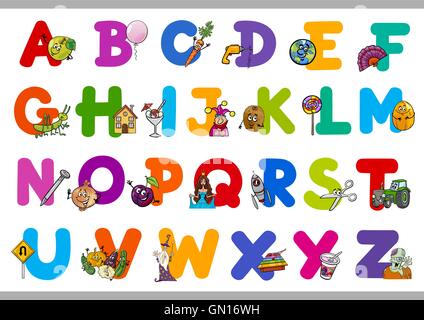 pädagogische Cartoon-Alphabet für Kinder Stock Vektor