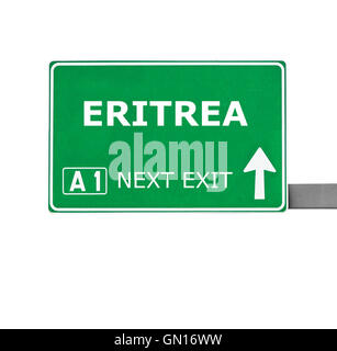 ERITREA Straßenschild isoliert auf weiss Stockfoto