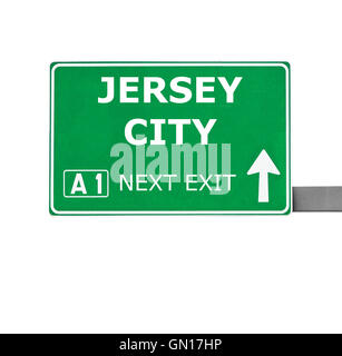 JERSEY CITY Straßenschild isoliert auf weiss Stockfoto