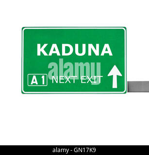 KADUNA Straßenschild isoliert auf weiss Stockfoto