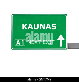 KAUNAS Straßenschild isoliert auf weiss Stockfoto