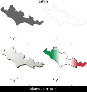 Latina leer detaillierte Gliederung Karte gesetzt Stock Vektor
