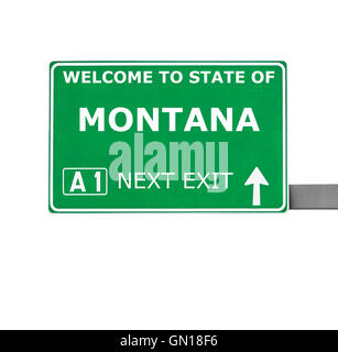 MONTANA Straßenschild isoliert auf weiss Stockfoto