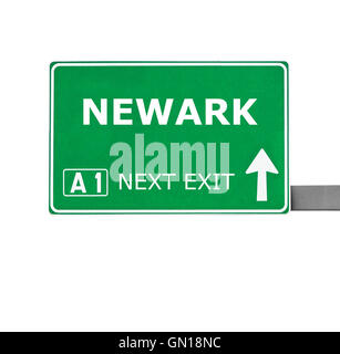 NEWARK-Straßenschild isoliert auf weiss Stockfoto