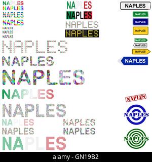 Naples-Text-Design-Sets Stock Vektor