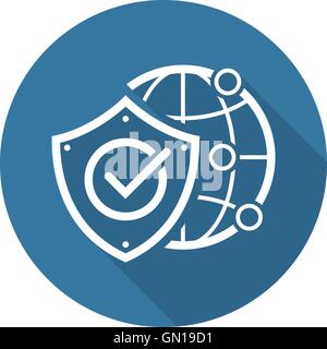 Weltweiter Schutz-Symbol. Flaches Design. Stock Vektor