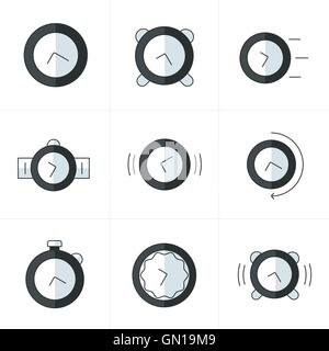 Stempeluhr Icons Set schwarz / weiß Stock Vektor