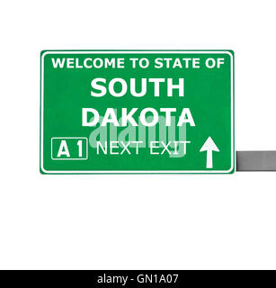 SOUTH DAKOTA Straßenschild isoliert auf weiss Stockfoto