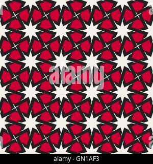 Vektor nahtlos schwarz weiß rot islamischen Interlacing Sterne geometrische Linienmuster Stock Vektor