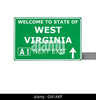 WEST VIRGINIA Straßenschild isoliert auf weiss Stockfoto