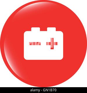 Vektor-Batterie rund um Web-glossy Icon-Taste Stock Vektor