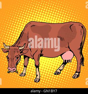 Kuh Essen grass Nutztiere Stock Vektor