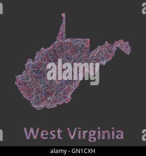 West Virginia Linie Art Karte Stock Vektor