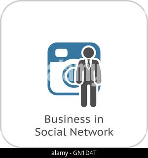 Unternehmen im sozialen Netzwerk-Symbol. Flaches Design. Stock Vektor