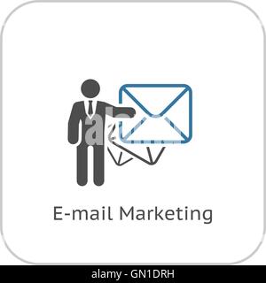 E-Mail-Marketing-Symbol. Flaches Design. Stock Vektor