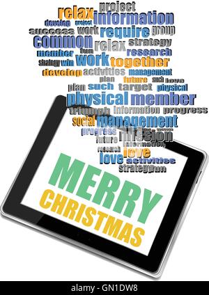 Smartphone mit Frohe Weihnachten Grüße auf dem Bildschirm, Vektor-Urlaub-Karte Stock Vektor